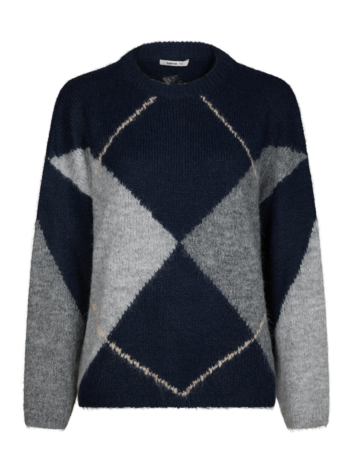 Tamira Check Fluff striktrøje - Navy
